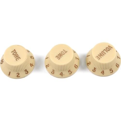 Musiclily Ultra Universal Fitting Size Strat Knobs 2 Tone 1 Volume Set for Fender Stratocaster Electric Guitar, Parchment
