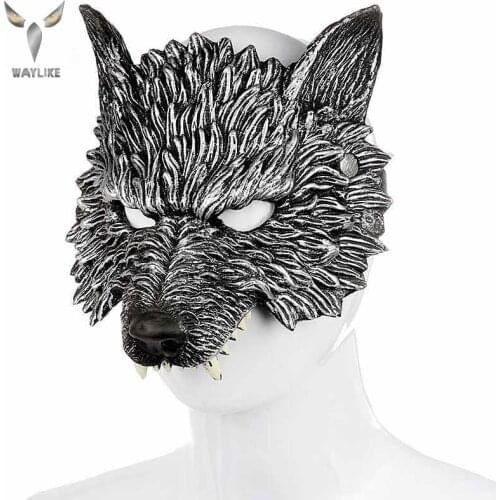 WAYLIKE Halloween Carnival Soft Pu Foam Realistic 3D Wolf Mask Party Mask Dance Party Mask New 2020