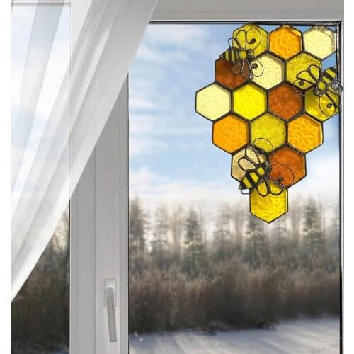 Wall Sticker Removable Hexagonal Shape Wall Stickers Wall Decals Blue Bumble Bee Self-adhesive Decal Decoration for Home