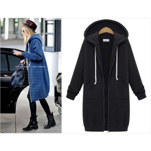 New Casual Women Hoody Autumn Winter Sweatshirts Hooded Zip Coat Plus Size Hot Selling