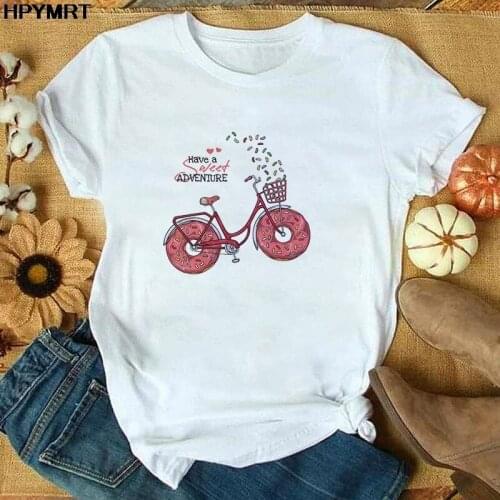2021 New Summer Harajuku Fun Fruit bike Graphic T Shirt Women Cartoon T-shirt Fashion Tshirt Top Tee Female ropa mujer Clothing