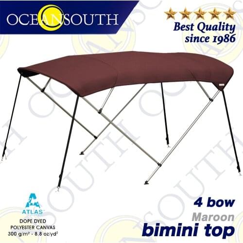 Oceansouth 4 Bow Bimini 1.5-2.9m 25mm Aluminium Tube Marine Grade Boat-cover Top Canopy Water Sun proof UV Protection Maroon