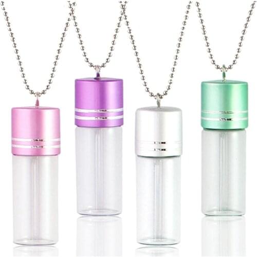 2PCS 2.5ML Glass Bottles Necklace Wishing bottles necklace Perfume Essential oil Keep Openable Small Bottle Necklaces For Women