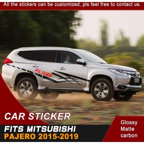 Fit For MITSUBISHI PAJERO SUV 2015 2016 2017 2018 2019 Car Decals Side Body Grass 3 Colours Stripe Graphic Vinyl Car Sticker