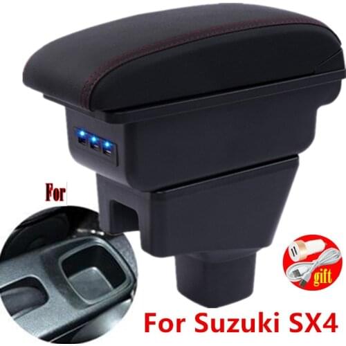 For Suzuki SX4 Armrest Box Layers Black Centre Arm Console 2007-2013 For Fiat Sedici Center Console Arm Rest Storage Box