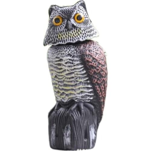 Realistic Bird Scarer Rotating Head Sound Owl Prowler Decoy Protection Repellent Pest Control Scarecrow Garden Yard Decor