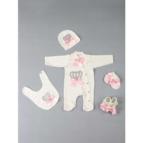 Pink Girl Baby Newborn Suit Queen Crowned 5 li Babies Jumpsuit Set Cotton Clothing Baby Suit Daily Outfit Elegant Style fashion