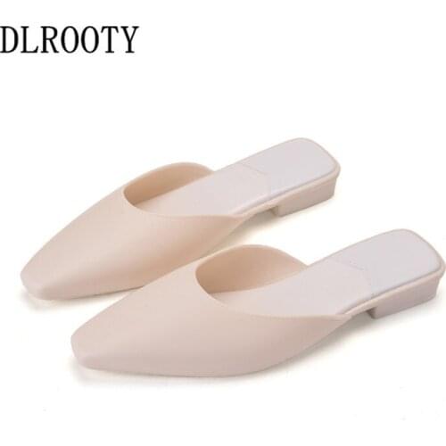 Women Sandals Shoes Slippers Flip Flops Square Toe New Summer Fashion Slip-On Breathable Non-slip Slides Solid Casual Female