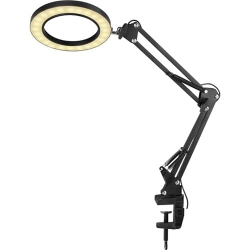 Detachable Magnifying Lamp 4.33" Optical Glass Lens Cantilever Lamp 3 Color Modes,10X Magnification, 6.30" Aluminum Alloy Frame