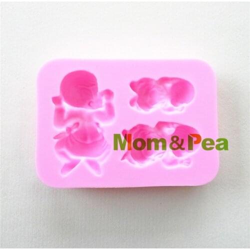 Mom&Pea 0967 Free Shipping Babys Shaped Silicone Mold Cake Decoration Fondant Cake 3D Mold Food Grade