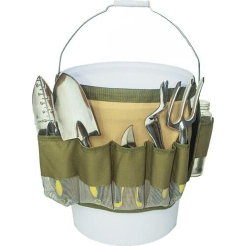 Toolkit Garden Bucket Shape Tools Storage Bag Portable Gardening Pail Tools Pouch Round Multi Garden Tool Bag Accessories