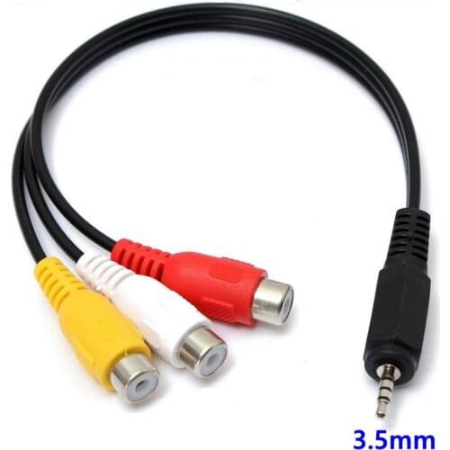 High Quality 2.5mm/3.5mm Jack Male to 3 RCA Female Jack RCA Stereo Audio Cable Converter Adapter 25cm