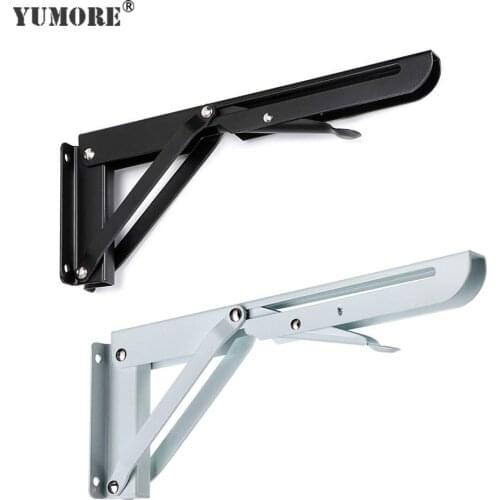 YUMORE 2pcs Folding Shelf Bracket 10-16 Inch Heavy Support Triangle Shelf Wall Mounted Bracket Bench Table Furniture Hardware