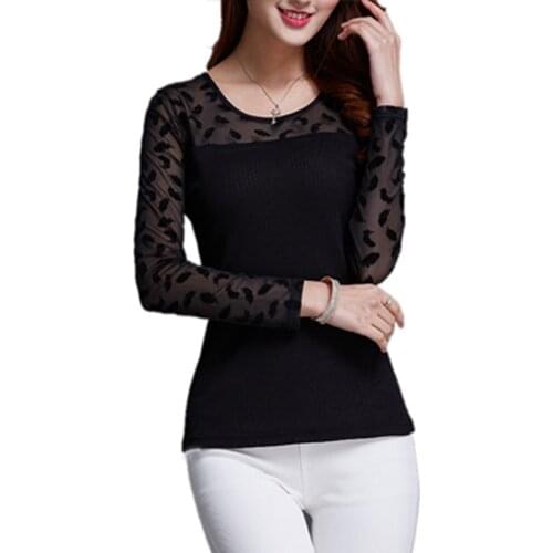 2020 Sexy Women See Through Transparent Mesh O Neck Long Sleeve Sheer Shirt Ladies Tops Tee Shirts Autumn