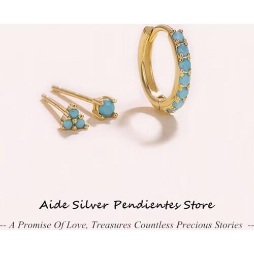 AIDE Small Round Black Purple Zircon Hoop Earrings For Women 925 Sterling Silver Earrings Fashion Jewelry Pendientes Mujer