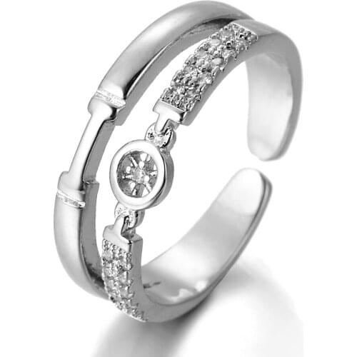 Ladies Ring Silver Plated Wheel Hub Cubic Zirconia Ring for Women Fashion Glamour Banquet Wedding Ring Give Girlfriend Gift