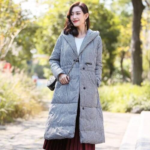 Winter great quality fluffy goose down coat hooded thick warm down parkas female oversized longer warm fluffy down coat F300