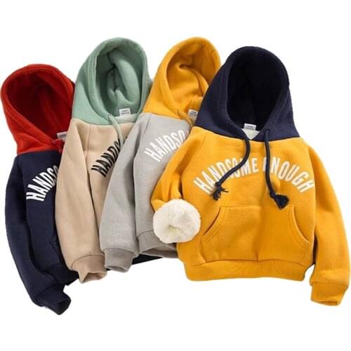Winter Boys Hoodies Handsome Keep Warm Hooded Casual Kids Sweater Loose Fashion Autumn Boys Sweatshirt 1-5 Years Old Kids Jacket