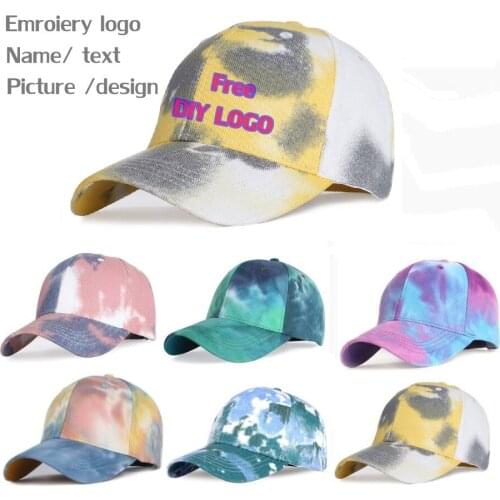 1pc DIY Custom logo embroidery trucker hats New adult men women casual cotton tie dye baseball caps Snapbacks Gorros
