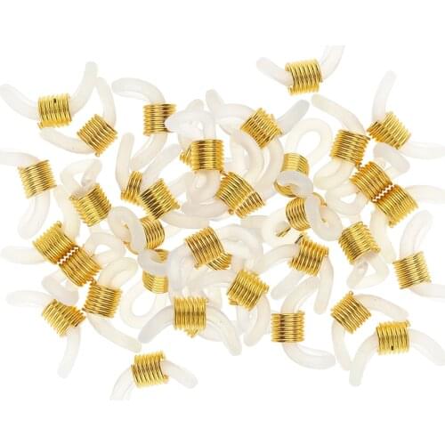 100 Pcs Anti-slip Eyeglass Chain Necklace Chain Rubber Metal Ends Retainers Connectors Holders, 22mm