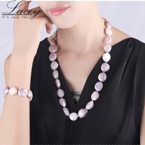 Natural Pearl Collar Unique Luxury Jewelry Sets Designs Baroque Pearl Bracelet Necklace 60cm Long Torques Jewelry Sets