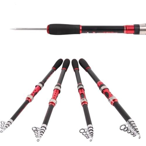 2.1-3.0m Carbon fiber telescopic Spinning fishing rod carp Rods with stainless steel Ground Stand Support for bass trout fishing