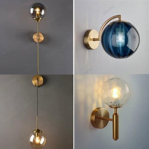 2021 Modern Glass Wall Lamp Nordic Home Decoration LED Wall Lamp Golden Loft Lamp, Bedroom Bedside Lamp Living Room Decoration