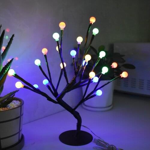 24 LED USB White Ball Tree Lights Indoor Decor Fairy Table Lamps Night Light for Home Kid Bedroom Wedding Party Bar Decoration