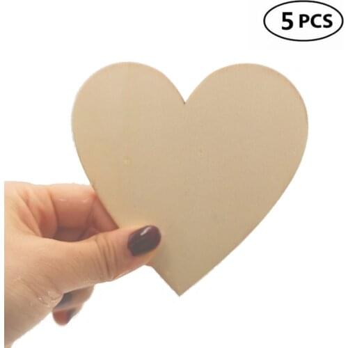 5pcs 100mm 4inch Big Size Wood Heart Unfinished Wooden Heart Cutout Shape Wooden Hearts for DIY Art Wedding Decoration