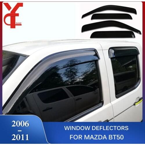Car Wind Deflector For Mazda Bt50 2006 2007 2008 2009 2010 2011 Black Car Window Deflectors Visor Vent shade rain sun guard