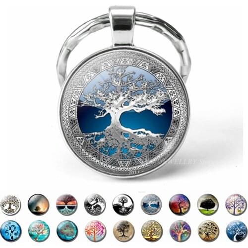 Tree of Life Glass Cabochon Keychain Art Photo Jewelry Vintage Key Chain Car KeyRing Life Tree Pendant Women Gifts Dropshipping