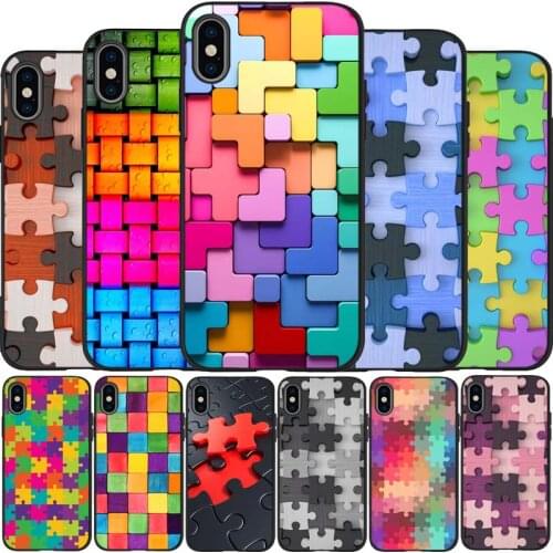 Puzzle black Silicone Phone Case For iPhone 12 XR XS Max 5 5S SE 2020 6 6S 7 8 PLUS X 11Pro Max 11 Cover