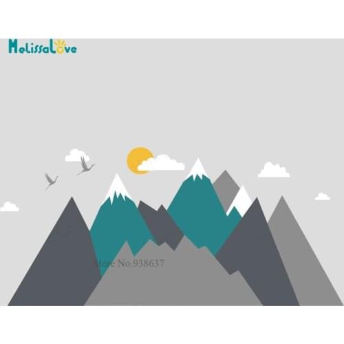 Moutains Groups With Birds Baby Room Nursery Crib Decoration Personalized Color Headboard Decak Removable Wall Sticker BD531