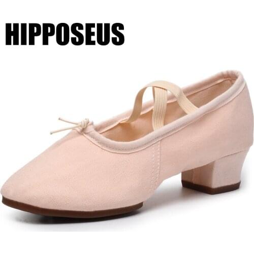 HIPPOSEUS Non-Slip Ballet Dance Shoes Girls Canvas Ballet Slippers Children Practise Ballerina Shoes Woman Gym Yoga Dance Shoes