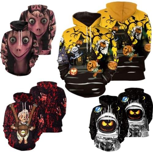 Halloween Cosplay 3D Print Hoodie Fear Goblin Ghost Pumpkin Heads Fashion Streetwear Loose Hip Hop Autumn Winter Costumes