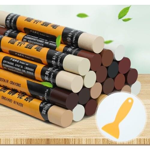 Wood Furniture Repairs Touch-Up Crayon Kit Furniture Floor Repair Pens Damaged Scratch Repair Crayons Household Hardware Crayon