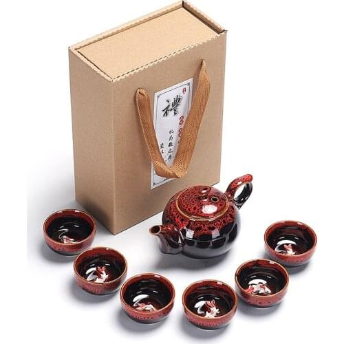 Chinese Kung Fu Ceramic Teapot Cup Coffee Cup Gift Travel Portable Tea Set, very suitable for use in the office or living room