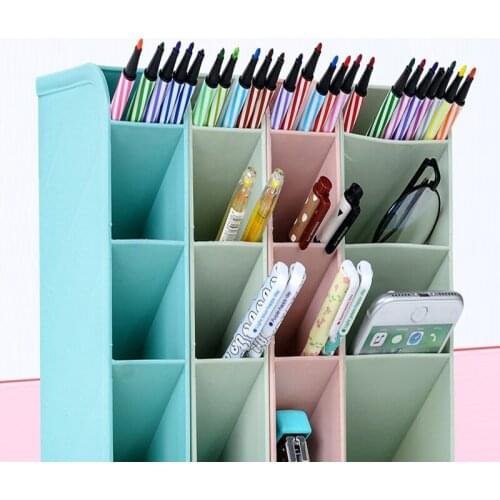 Creative Oblique Pen Holder Fashion Desktop Storage Student Stationery Personality Simple Large-capacity Four-grid Pen Holder