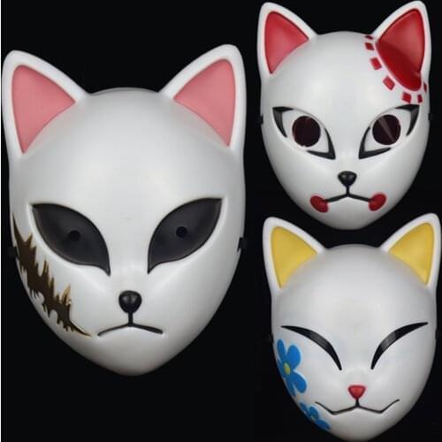 Anime Demon Slayer Kamado Tanjirou Sabito Makomo Plastic Cosplay Mask Headwear Hannya Tengu Masks Halloween Party Mask Props