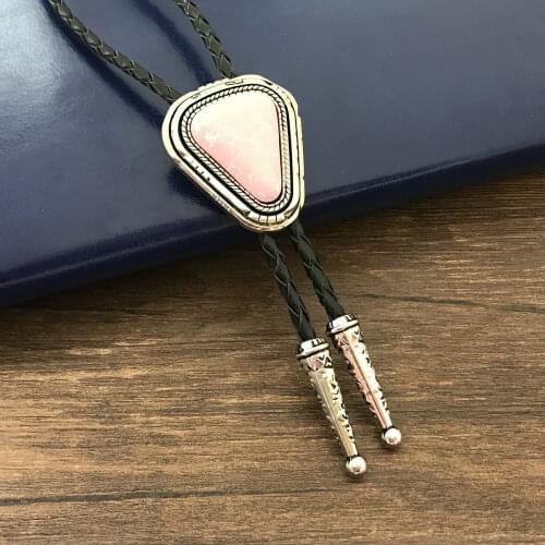 Retro metal accessories small triangle bolo tie natural pine leather hand-made collar rope banquet for both men and women
