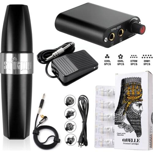 Professional Tattoo Machine Kit Sets lipstick tattoo pen tattoo gun machine kits Power Supply pedal 20pcs needle cartridge