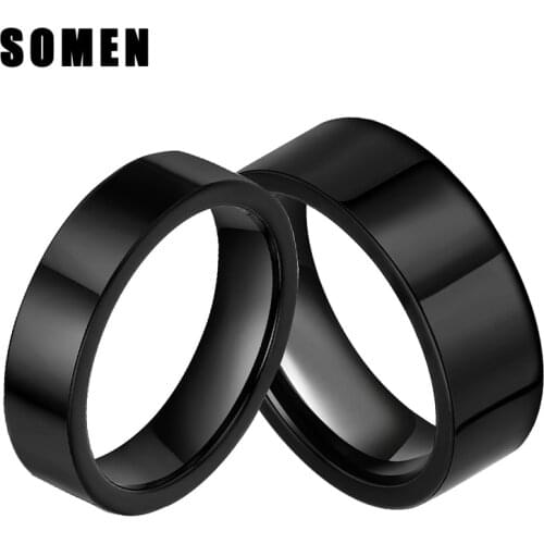 2Pcs 6mm&8mm Rings Set 100% Pure Titanium Ring Classic Wedding Engagement Rings Couples Fashion Jewelry Alliance Anillos Mujer