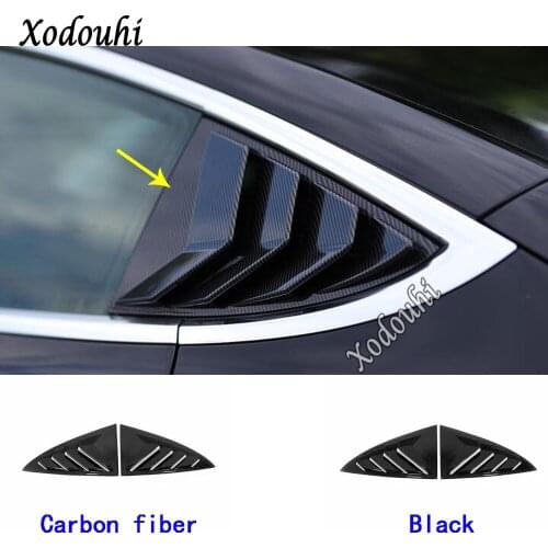 For Tesla Model 3 Model3 2018 2019 2020 Car Sticker Cover Rear Tail Spoiler Side Triangle Wing Window Bezel Trim Frame Panel