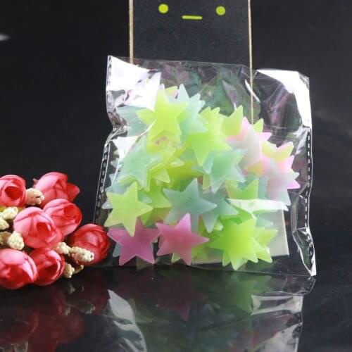 50pcs 3D Luminous Stars Wall Decal Stickers Energy Storage Fluorescent Glow In The Dark Kids Baby Bedroom and Party Decoration