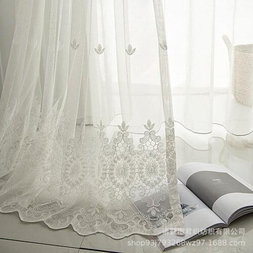 Solid Color Window Screen Tulle Curtains Modern Embroidered White Yarn for Bedroom and Living Room Balcony Curtain Yarn