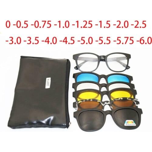 0 -1 -1.5 -2 -2.5 -3 -3.5 -4 Oval Polarized Sunglasses Finished Myopia Eyewear Magnet 5 Clip Sunglasses Myopia Glasses 2207