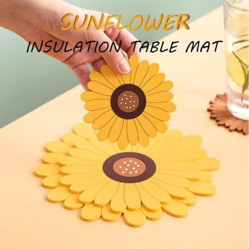 Sunflower Insulation Table Mat PVC Pad Non Slip Coasters Heat-Resistant Anti-scalding Placemat Household can CSV