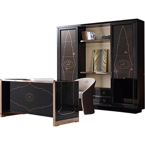 Postmodern light luxury desk black paint writing desk Italian neo-classical study desk Armani furniture