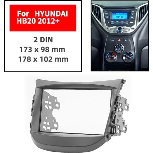 Double Din Radio Fascia for HYUNDAI HB20 2012+ Panel Dash Mount Installation Trim Kit Face Black Frame GPS 173 x 98 mm