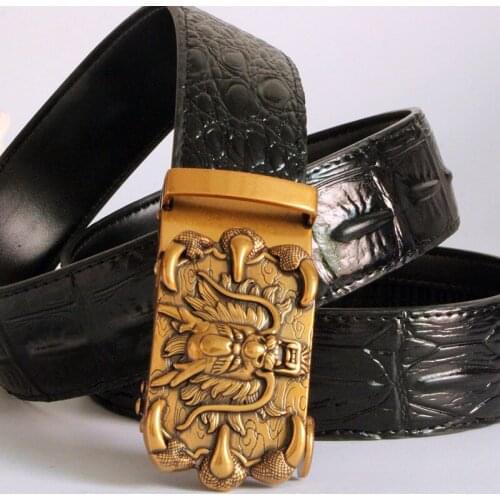 New Retro Male Crocodile Pattern Automatic with Leather and Cowhide Explosive Fashion Male Belt Youth Trendy Trousers Men Belts